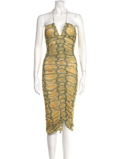 Pre-owned Alexis Printed Mini Dress In Yellow
