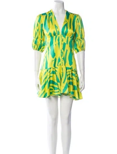 Pre-owned Alexis Printed Mini Dress In Yellow