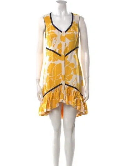 Pre-owned Alexis Printed Mini Dress In Yellow