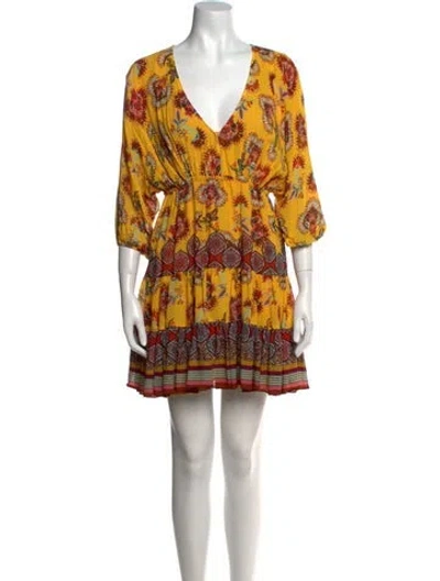 Pre-owned Alexis Printed Mini Dress In Yellow