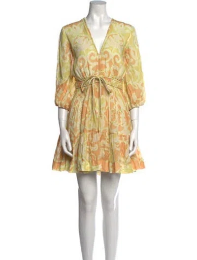 Pre-owned Alexis Printed Mini Dress In Yellow