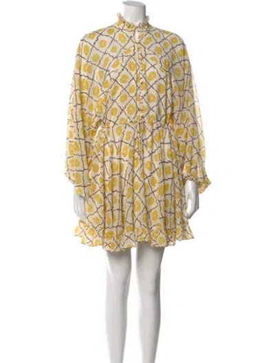Pre-owned Alexis Printed Mini Dress In Yellow