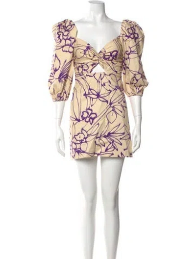 Pre-owned Alexis Printed Mini Dress In Yellow