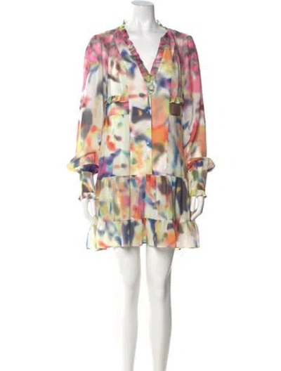 Pre-owned Alexis Printed Mini Dress In Yellow