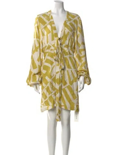 Pre-owned Alexis Printed Mini Dress In Yellow