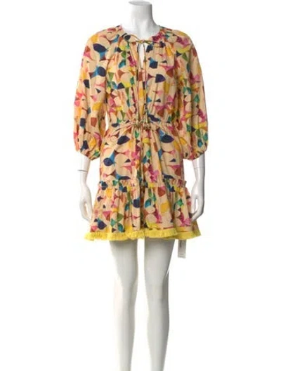 Pre-owned Alexis Printed Mini Dress In Yellow