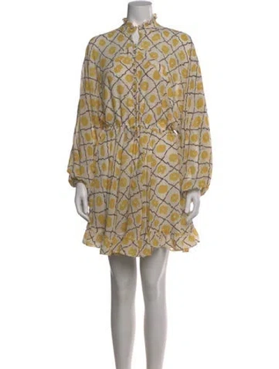 Pre-owned Alexis Printed Mini Dress In Yellow