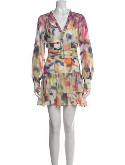 Pre-owned Alexis Printed Mini Dress In Yellow