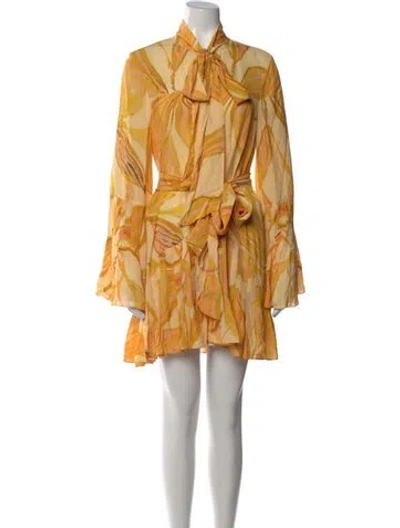 Pre-owned Alexis Printed Mini Dress In Yellow