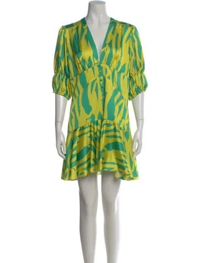 Pre-owned Alexis Printed Mini Dress In Yellow