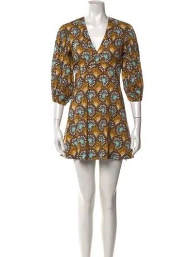 Pre-owned Alexis Printed Mini Dress In Yellow