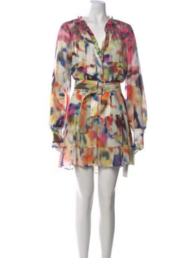 Pre-owned Alexis Printed Mini Dress In Yellow