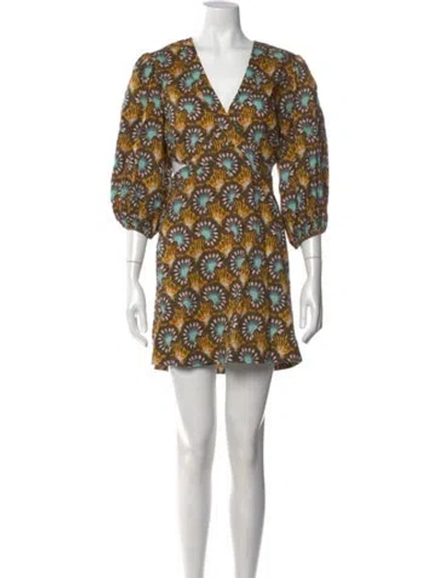 Pre-owned Alexis Printed Mini Dress In Yellow