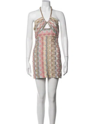 Pre-owned Alexis Printed Mini Dress In Yellow