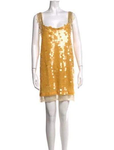 Pre-owned Alexis Printed Mini Dress In Yellow