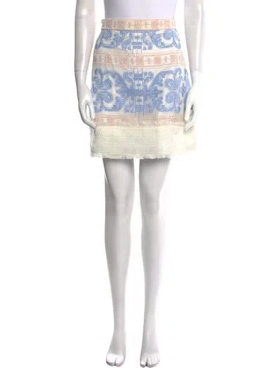 Pre-owned Alexis Printed Mini Skirt In White