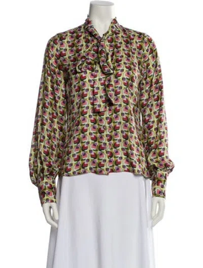 Pre-owned Alexis Printed Mock Neck Blouse In Multi