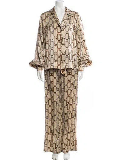 Pre-owned Alexis Printed Pant Set In Neutral