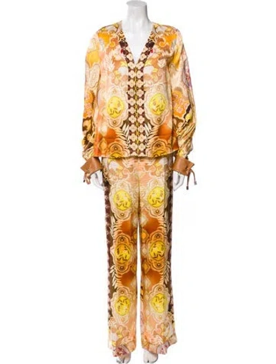 Pre-owned Alexis Printed Pant Set In Orange