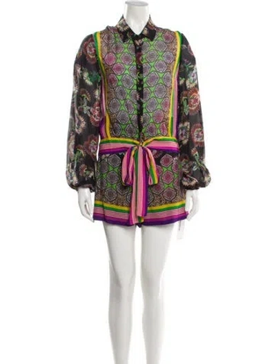Pre-owned Alexis Printed Pantsuit In Black