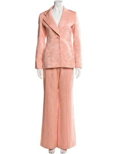 Pre-owned Alexis Printed Raw-edge Trim Pantsuit In Orange