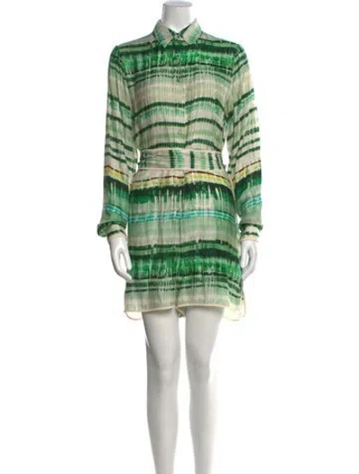 Pre-owned Alexis Printed Romper In Green