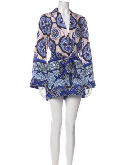 Pre-owned Alexis Printed Romper In Neutral