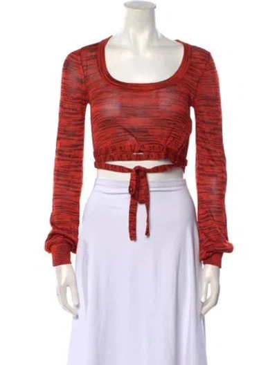 Pre-owned Alexis Printed Scoop Neck Crop Top In Orange