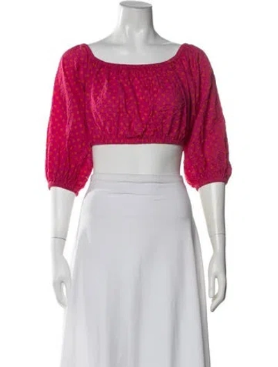 Pre-owned Alexis Printed Scoop Neck Crop Top In Pink