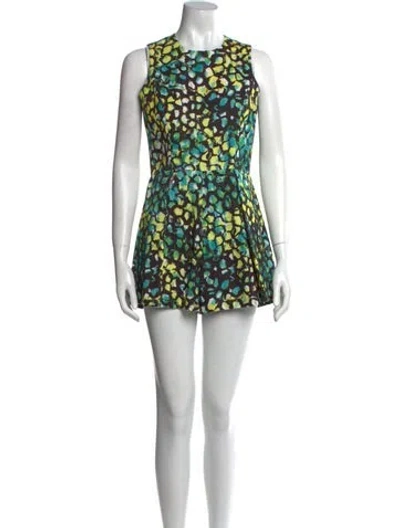 Pre-owned Alexis Printed Scoop Neck Romper W/ Tags In Black