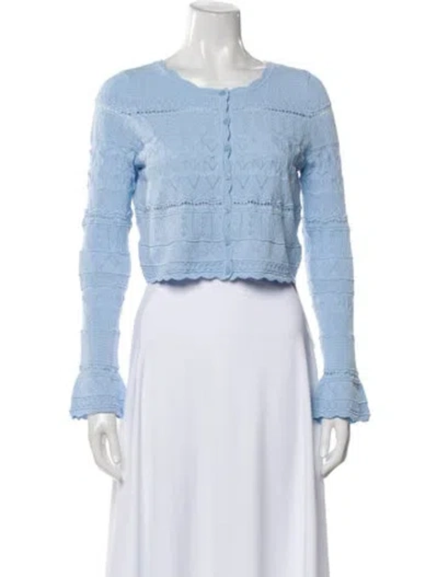 Pre-owned Alexis Printed Scoop Neck Sweater In Blue