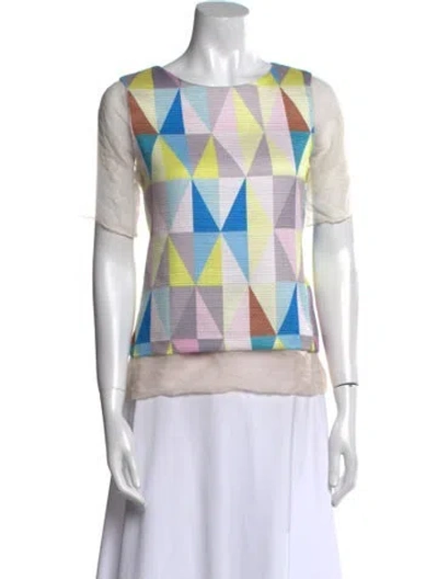 Pre-owned Alexis Printed Scoop Neck T-shirt In White