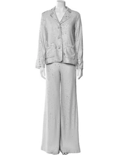 Pre-owned Alexis Printed Sequin Embellishments Pantsuit In Neutral