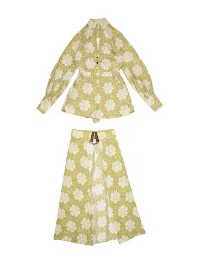 Pre-owned Alexis Printed Set In Green