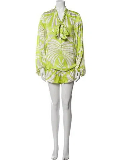 Pre-owned Alexis Printed Short Set In Green