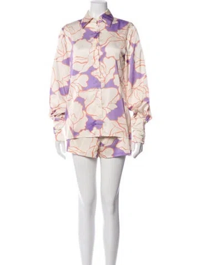Pre-owned Alexis Printed Short Set In Neutral