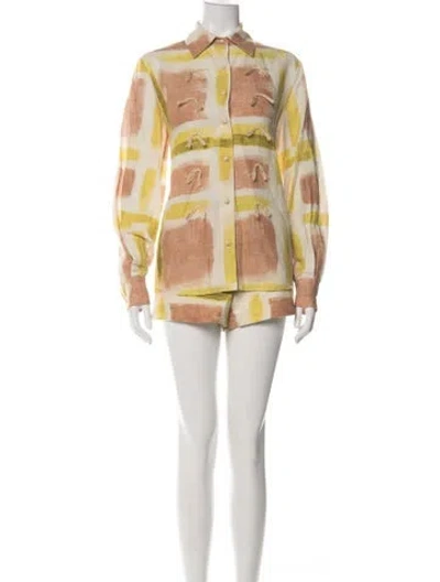 Pre-owned Alexis Printed Short Set W/ Tags In Green