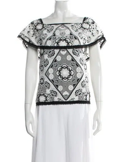 Pre-owned Alexis Printed Square Neckline Blouse W/ Tags In Multi