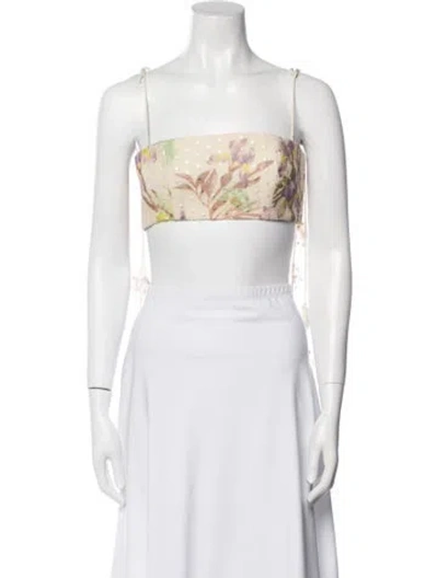 Pre-owned Alexis Printed Square Neckline Crop Top In Neutral