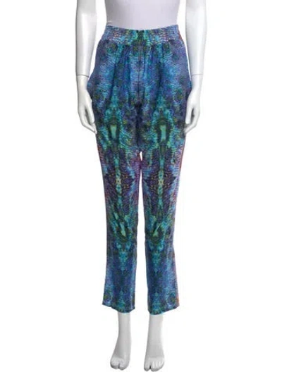 Pre-owned Alexis Printed Straight Leg Pants In Blue