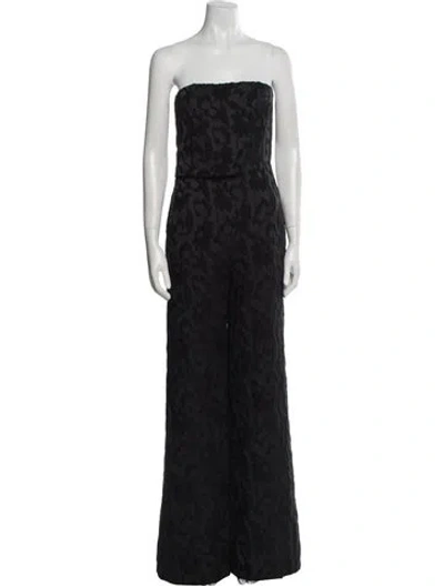 Pre-owned Alexis Printed Strapless Jumpsuit In Black