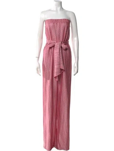 Pre-owned Alexis Printed Strapless Jumpsuit In Pink