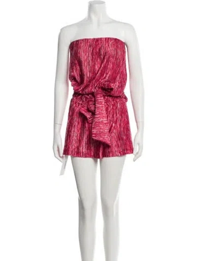 Pre-owned Alexis Printed Strapless Romper In Pink