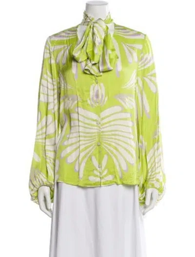 Pre-owned Alexis Printed Tie Neck Blouse In Multi