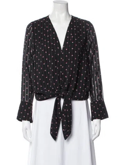 Pre-owned Alexis Printed V-neck Blouse In Blue