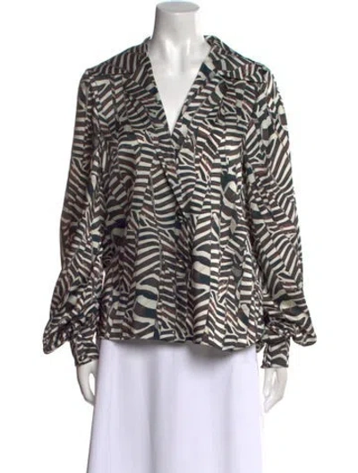 Pre-owned Alexis Printed V-neck Blouse In Neutral