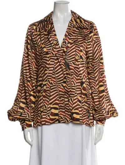 Pre-owned Alexis Printed V-neck Blouse In Neutral