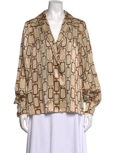 Pre-owned Alexis Printed V-neck Blouse In Neutrals