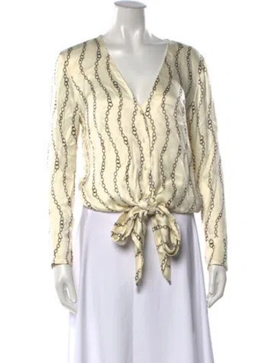 Pre-owned Alexis Printed V-neck Blouse In Neutrals