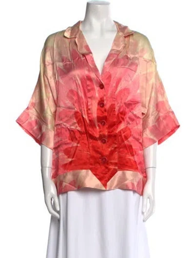 Pre-owned Alexis Printed V-neck Blouse In Pink
